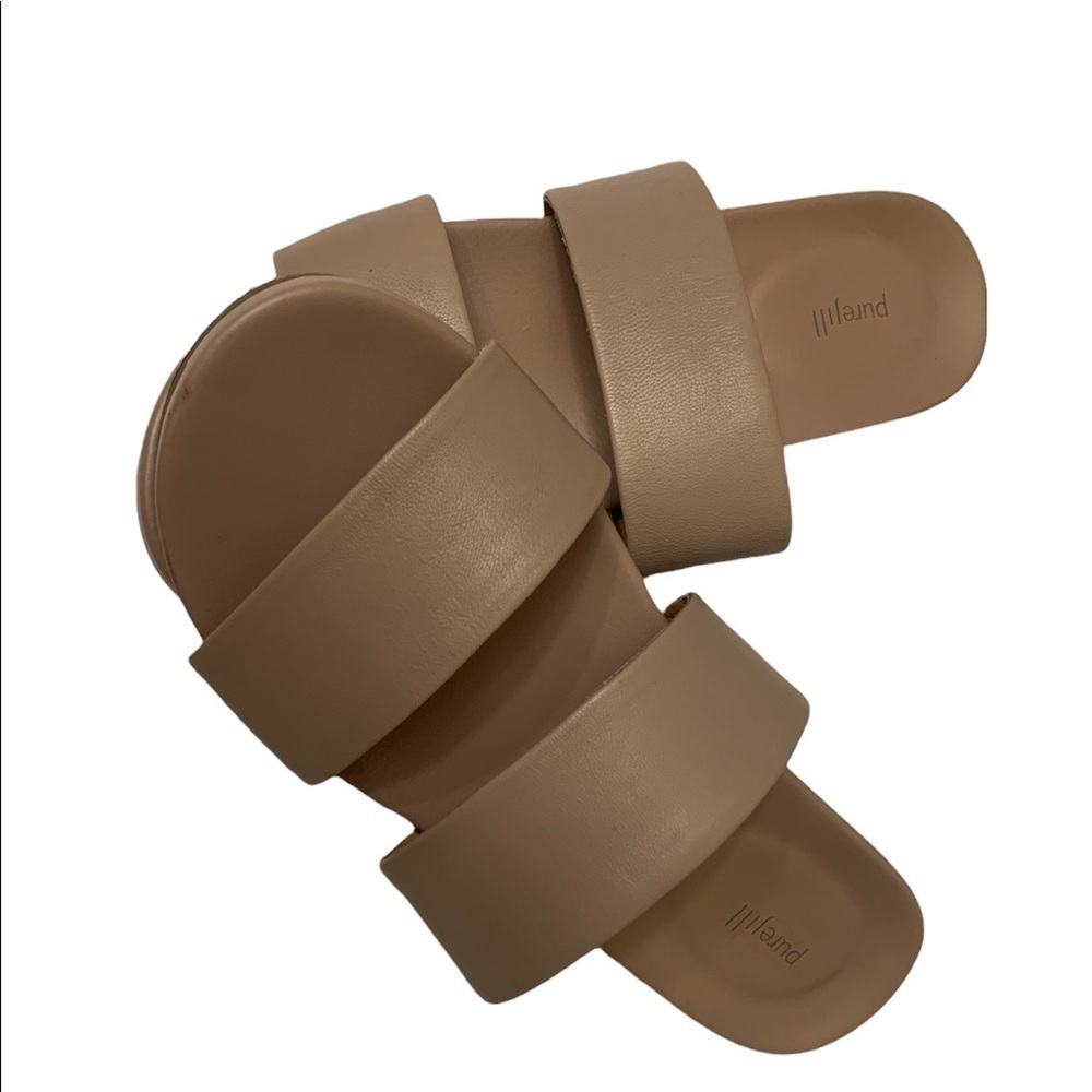 J. JILL PUREJILL LEATHER 2 STRAP SANDAL SLIDE ONS BEIGE SIZE 6 MEDIUM